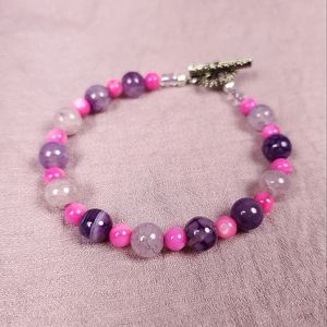 🦋 Purple Agate and Pink Beaded Bracelet 🦋1/$14~2/$24~3/$30🦋